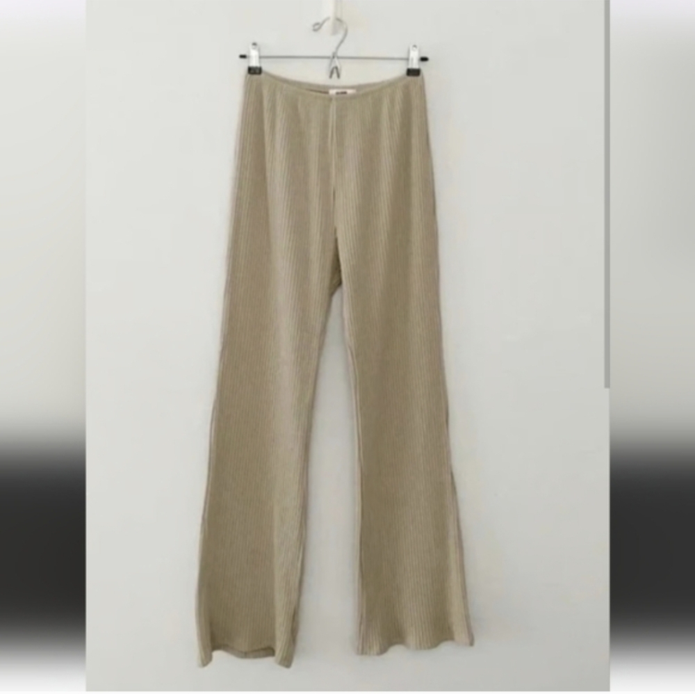 Joah Brown Fitted Mini Flare Pants SOLD OUT Luxe Knit Ribbed RARE GUC - Picture 5 of 6